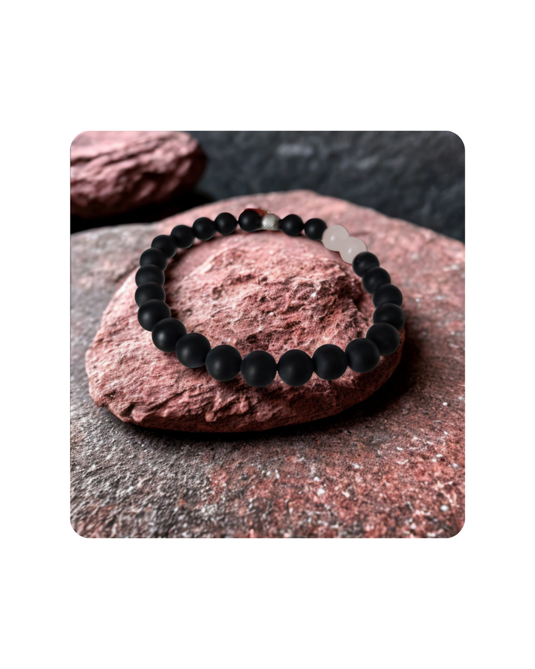 Bracelet Homme Quartz Rose et Onyx