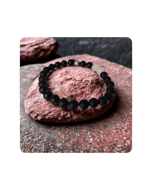Bracelet Homme Quartz Rose et Onyx